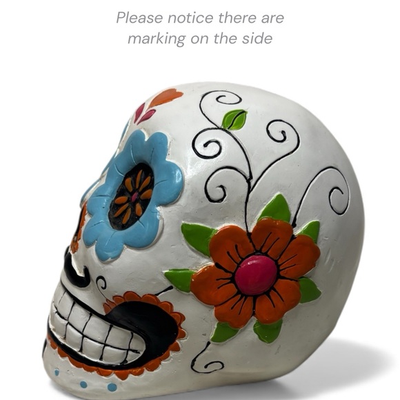 Colorful Ceramic Sugar Skull Decor – Day of the Dead Art - Picture 2 of 5